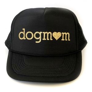 Trucker Hat Black with Gold Glitter Dog mom